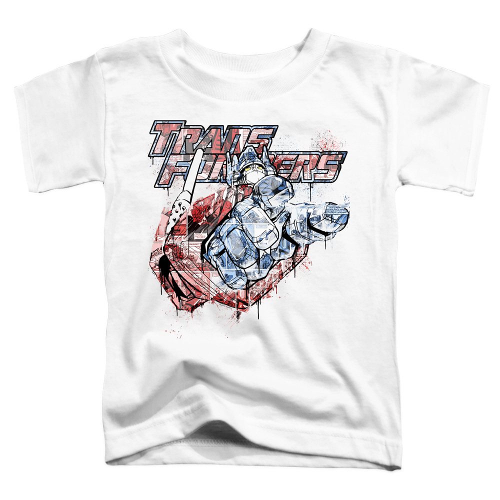 Transformer Spray Panels-Short Sleeve Toddler Tee, White - Small 2T