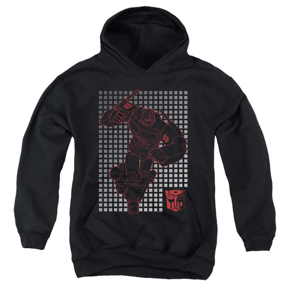 Transformers & Optimus Grid-Youth Pull-Over Hoodie, Black - Small