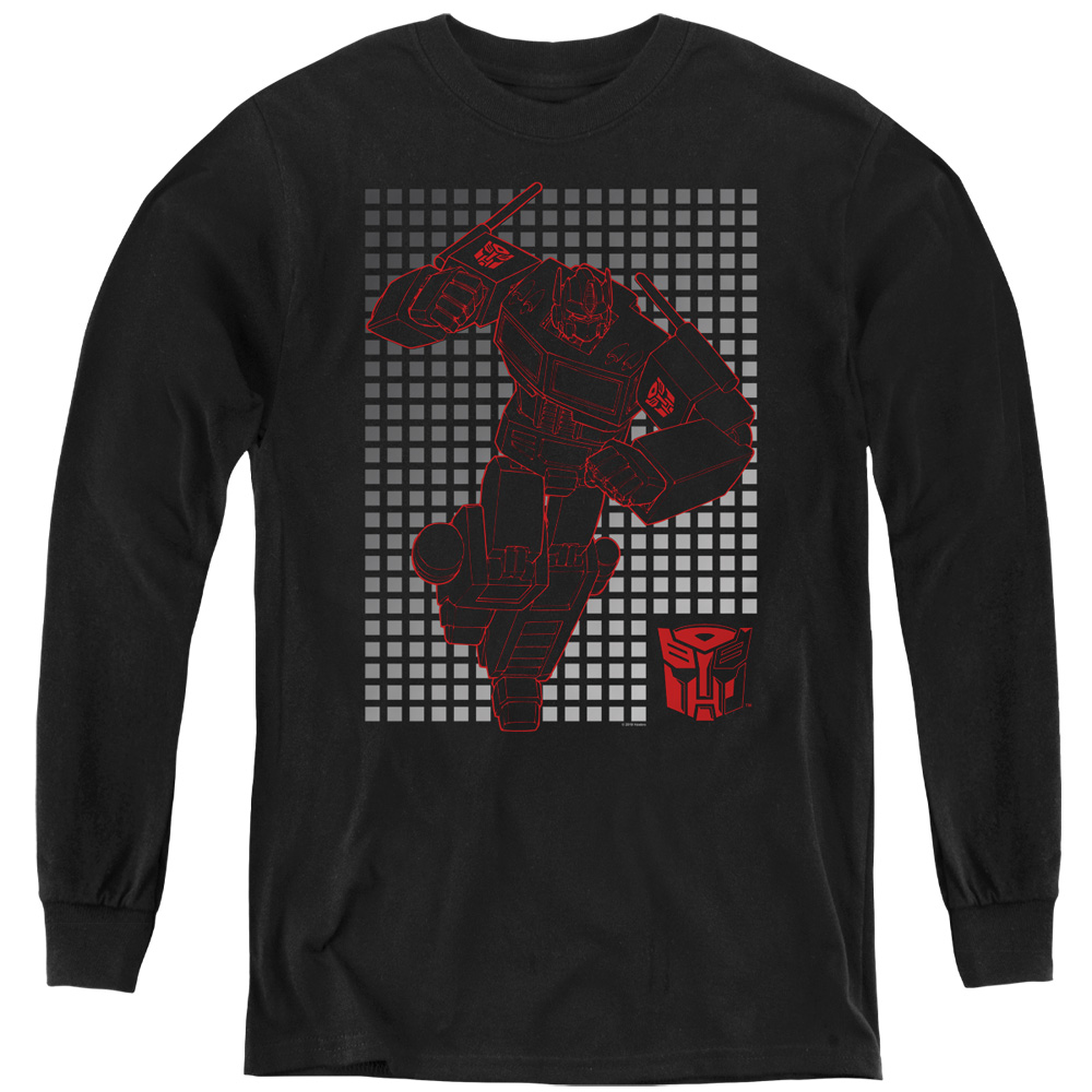 Transformers & Optimus Grid-Youth Long Sleeve T-Shirt, Black - Extra Large
