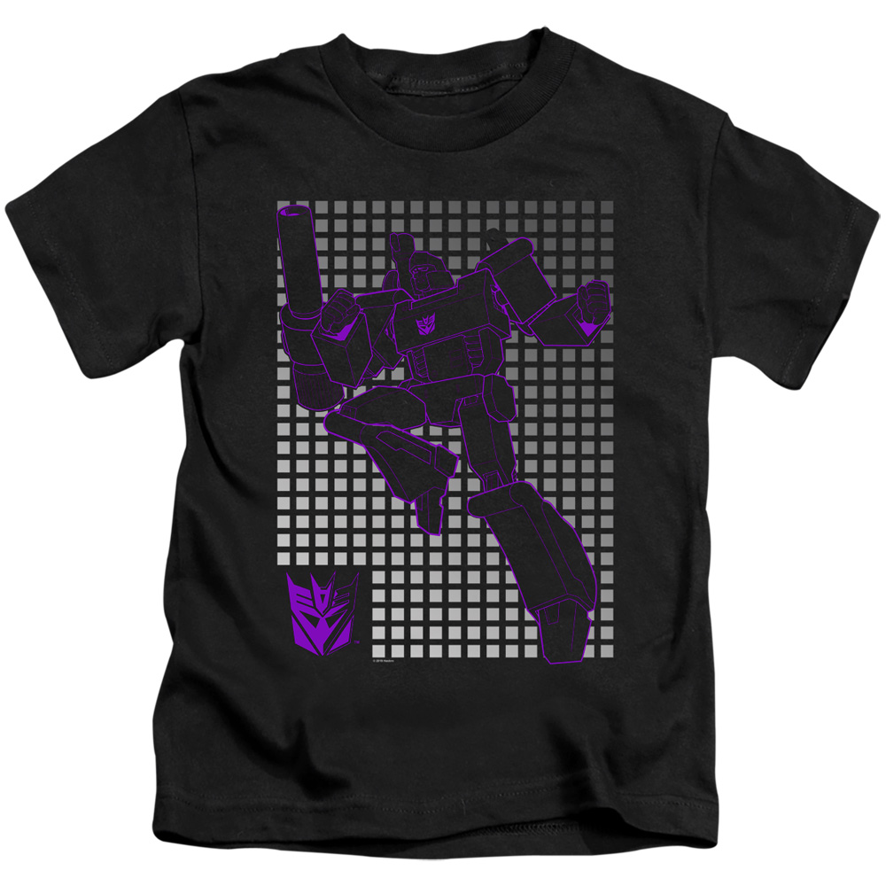 Transformers & Megatron Grid-Short Sleeve Juvenile 18-1 T-Shirt, Black - Medium 5-6