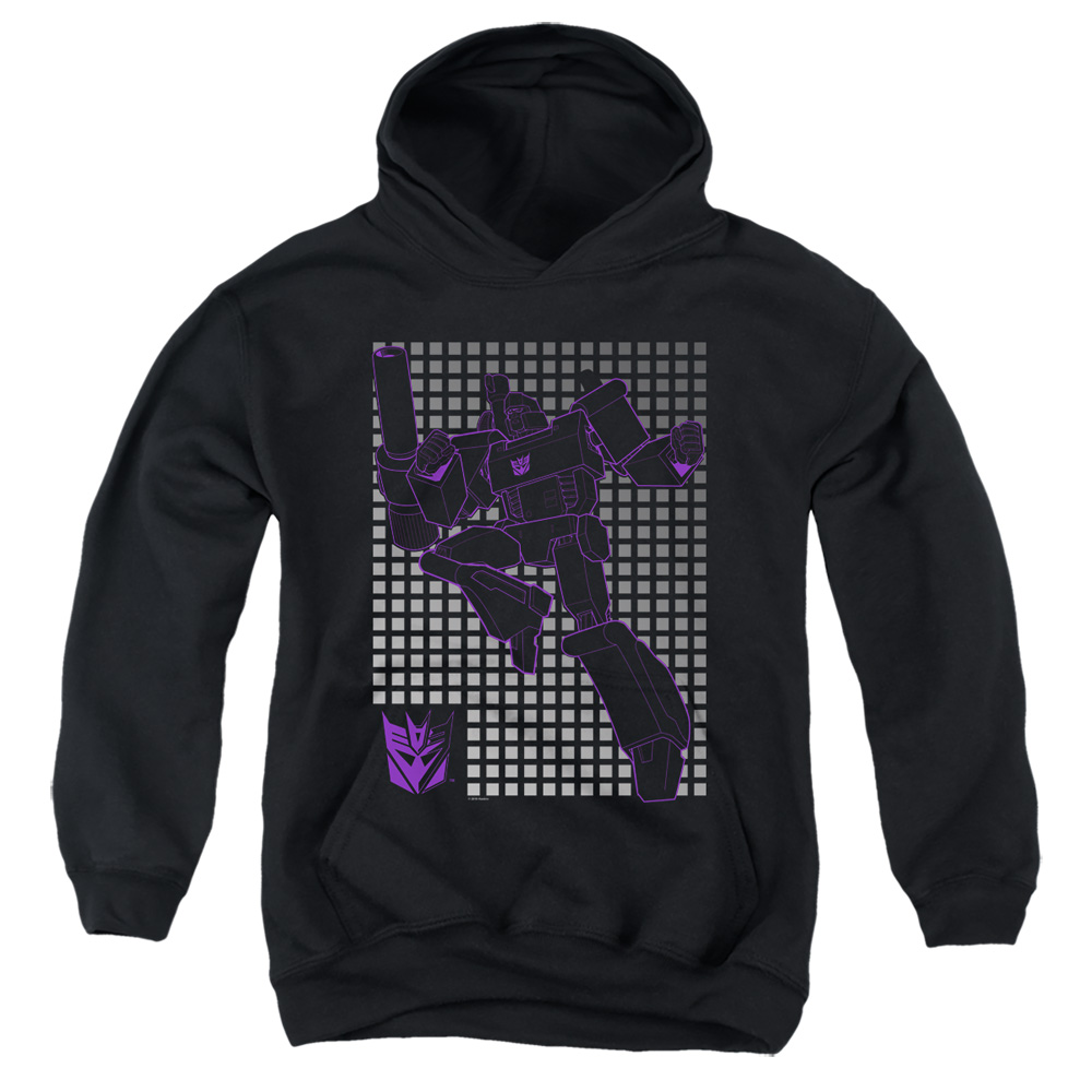 Transformers & Megatron Grid-Youth Pull-Over Hoodie, Black - Large