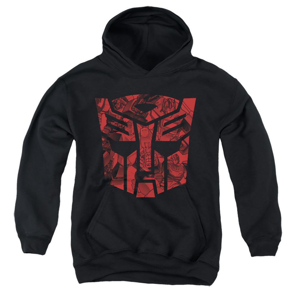 Transformers & Tonal Autobot-Youth Pull-Over Hoodie, Black - Large