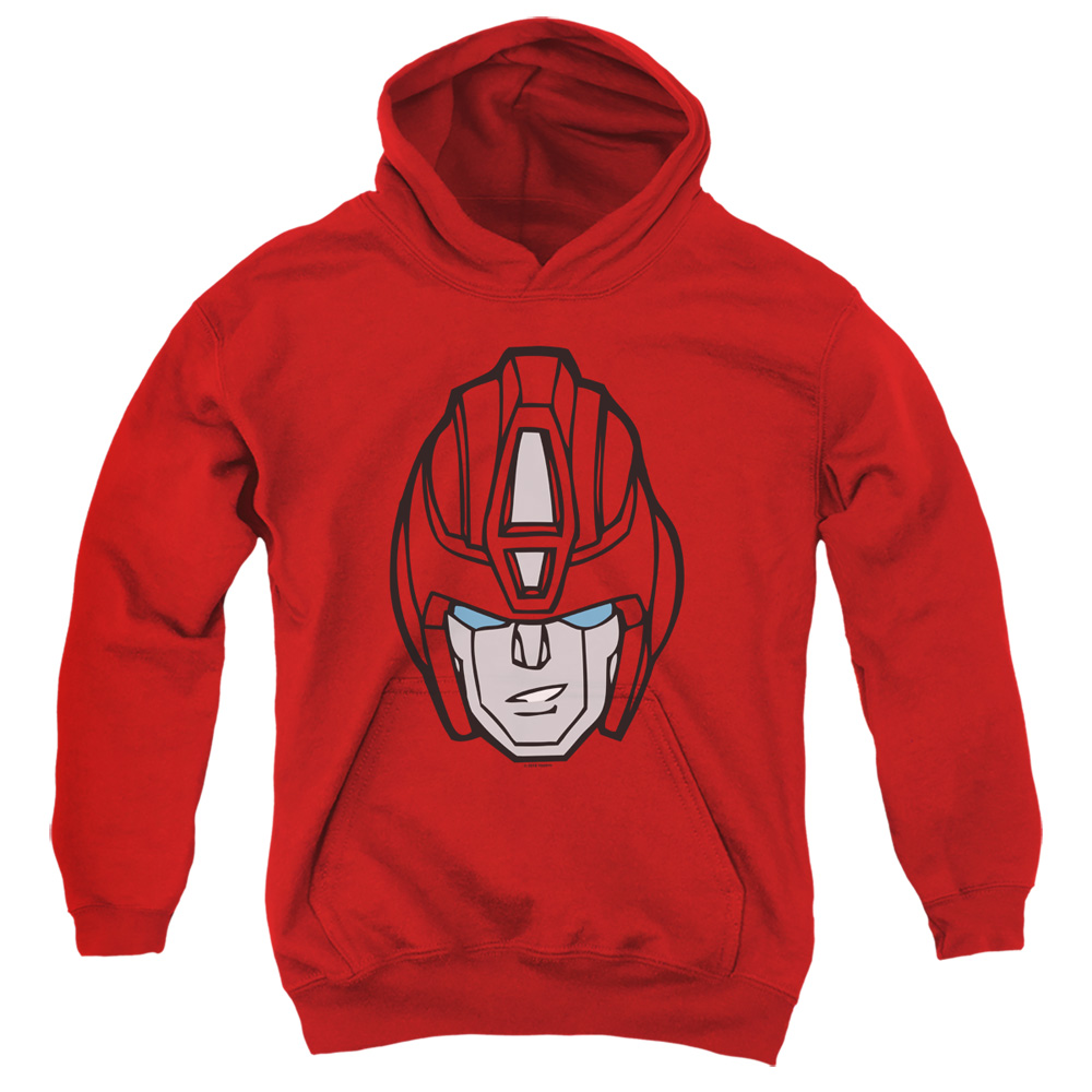 Transformers & Hot Rod Head-Youth Pull-Over Hoodie, Red - Small