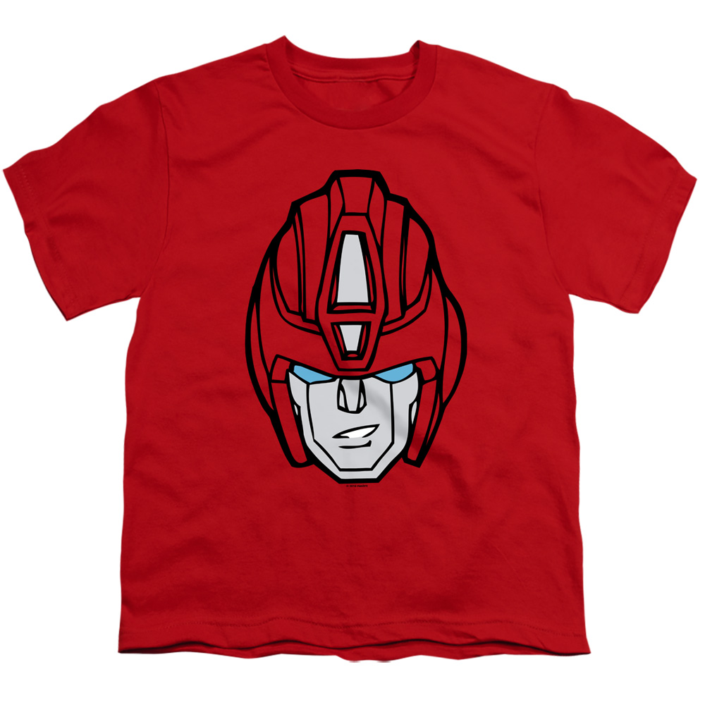 Transformers & Hot Rod Head-Short Sleeve Youth 18-1 T-Shirt, Red - Medium