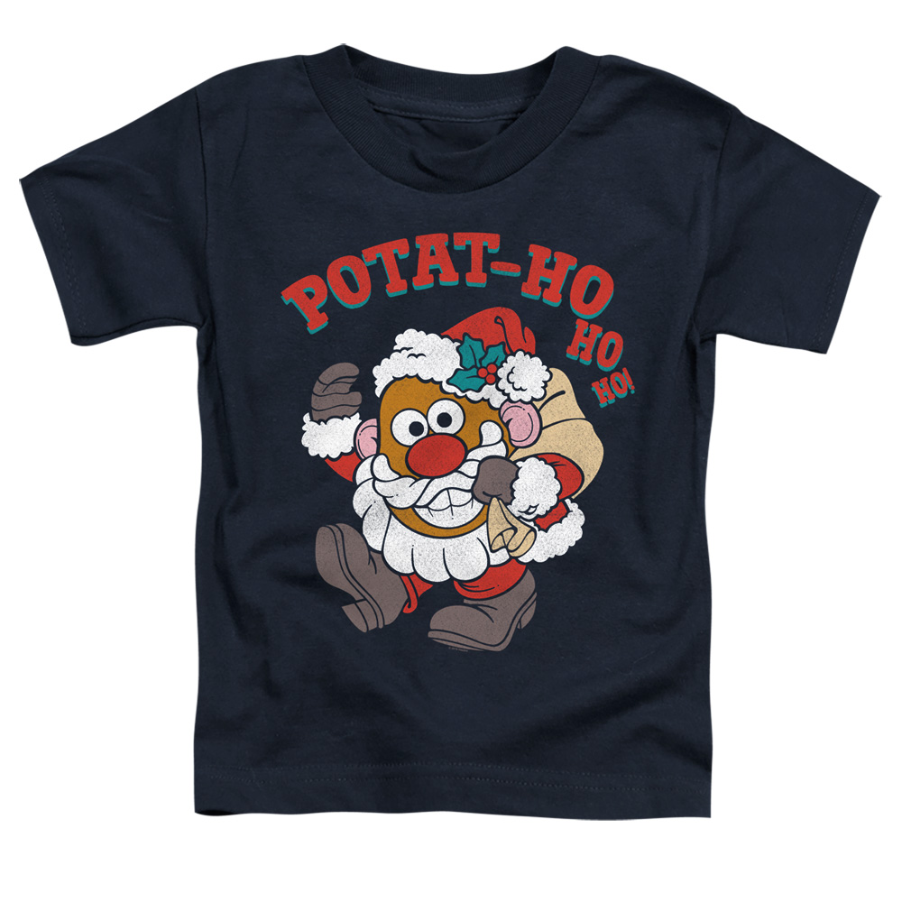 HBRO203-TT-1 Mr Potato Head & Ho Ho Ho-Short Sleeve Toddler Tee, Navy - Small 2T