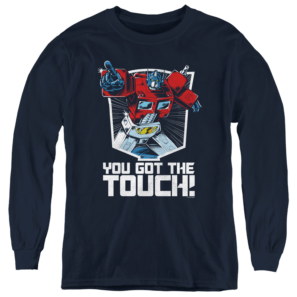 HBRO204-YL-3 Transformers & You Got the Touch-Youth Long Sleeve T-Shirt, Navy - Large