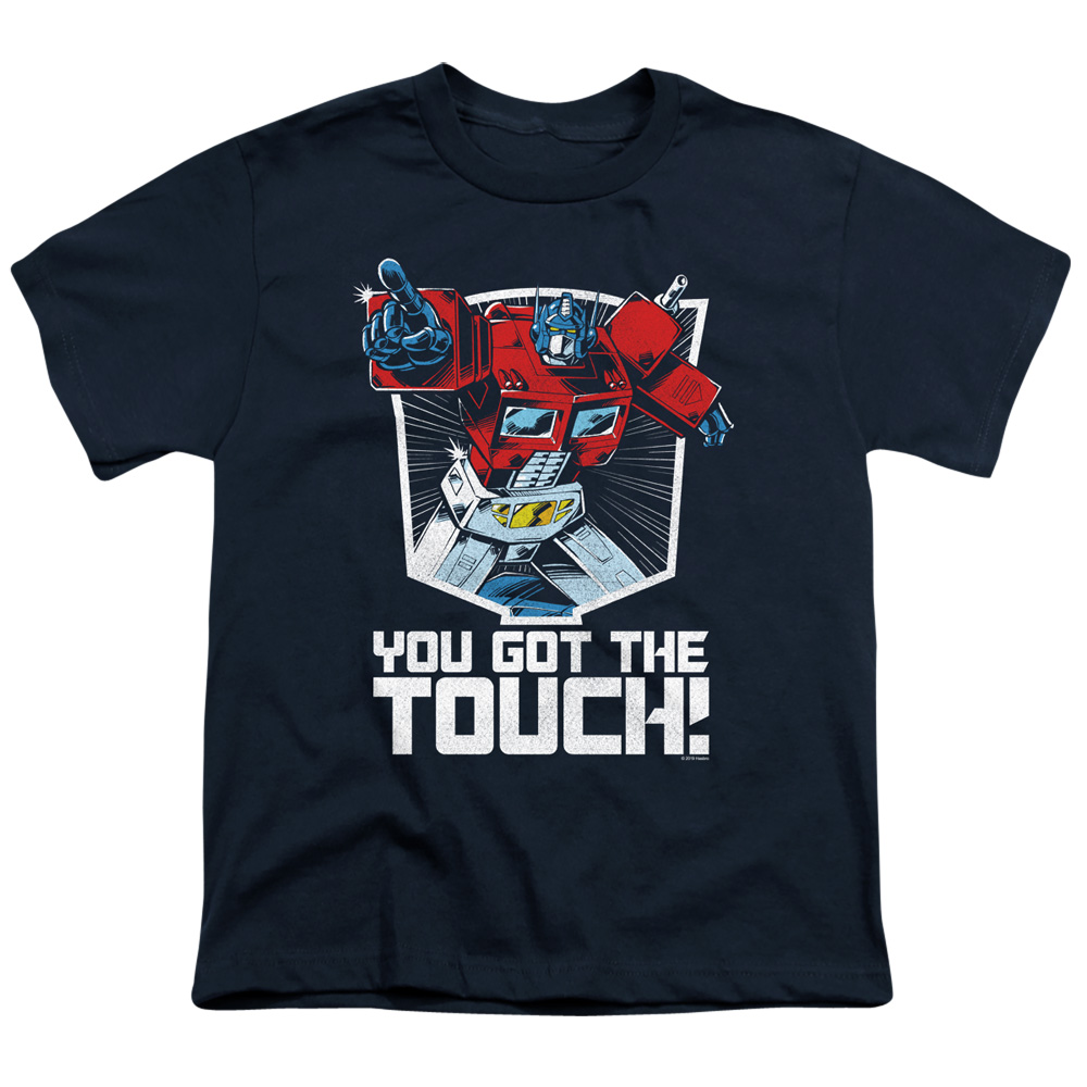 HBRO204-YT-2 Transformers & You Got the Touch-Short Sleeve Youth 18-1 T-Shirt, Navy - Medium