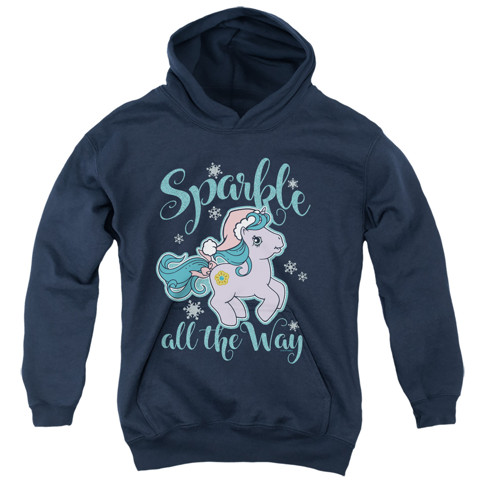 My Little Pony Retro & Sparkle All the Way-Youth Pull-Over Hoodie, Navy - Medium