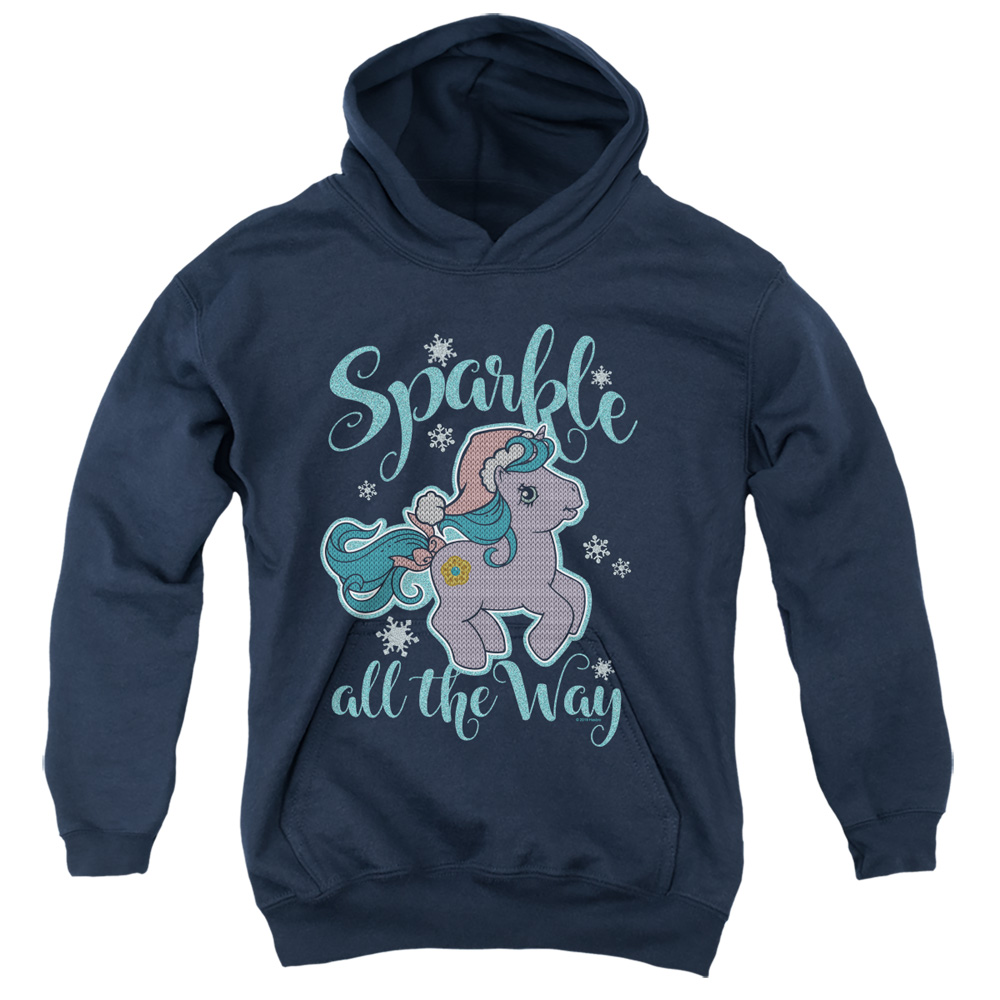 My Little Pony Retro & Sparkle All the Way 2-Youth Pull-Over Hoodie, Navy - Medium
