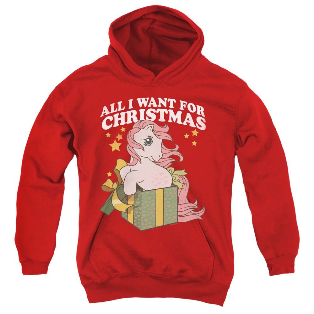 My Little Pony Retro & All I Want-Youth Pull-Over Hoodie, Red - Medium