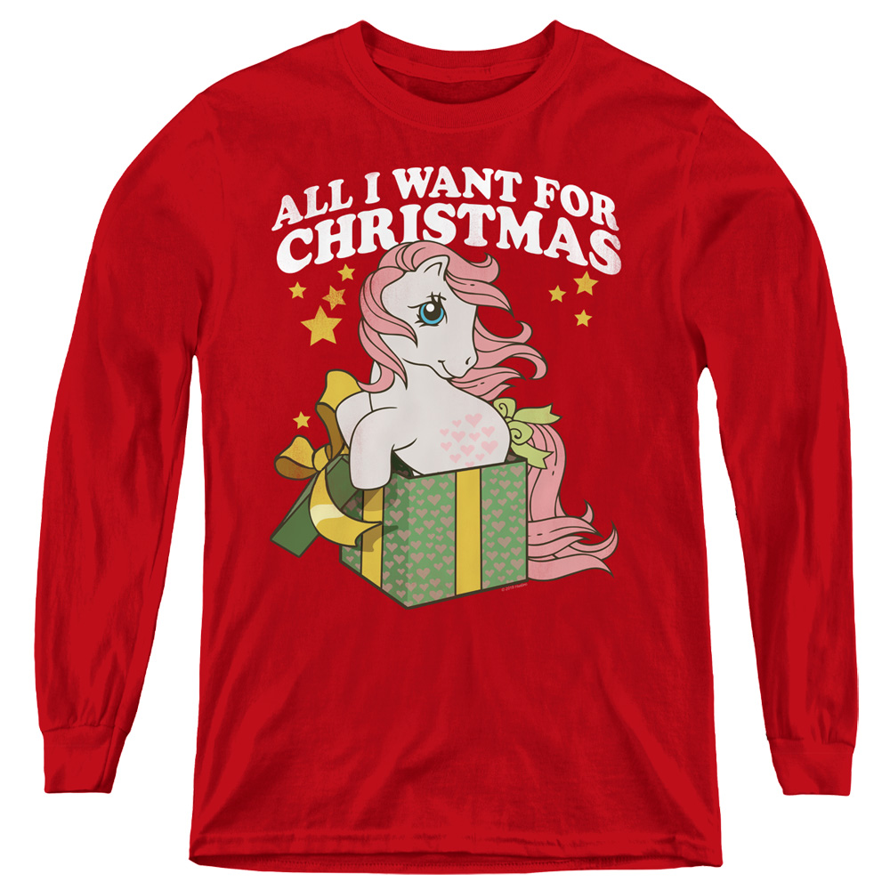 My Little Pony Retro & All I Want-Youth Long Sleeve T-Shirt, Red - Extra Large
