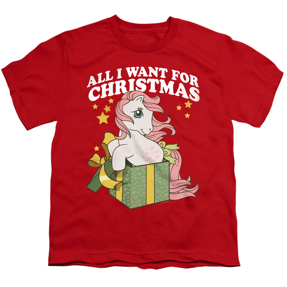 My Little Pony Retro & All I Want-Short Sleeve Youth 18-1 T-Shirt, Red - Small