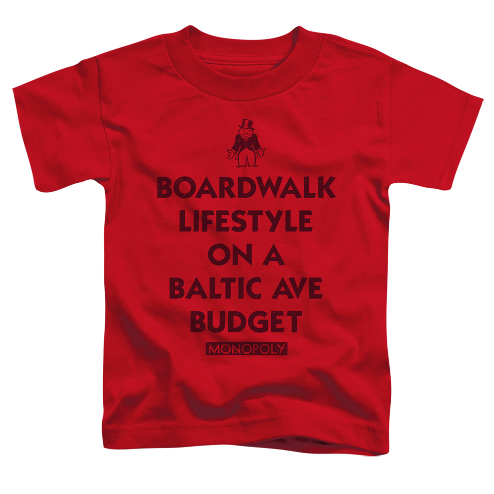 Monopoly & Lifestyle Vs Budget-Short Sleeve Toddler Tee, Red - Medium 3T