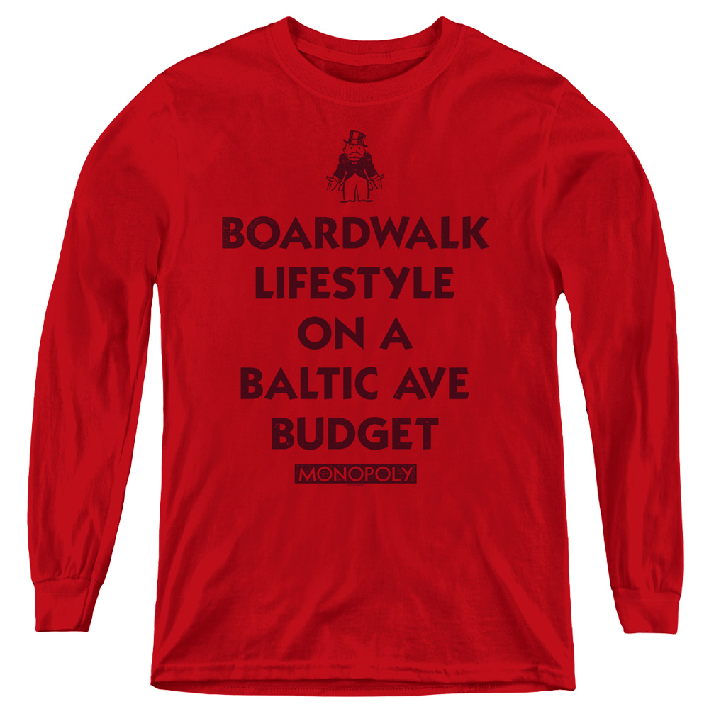 Monopoly & Lifestyle Vs Budget-Youth Long Sleeve T-Shirt, Red - Medium