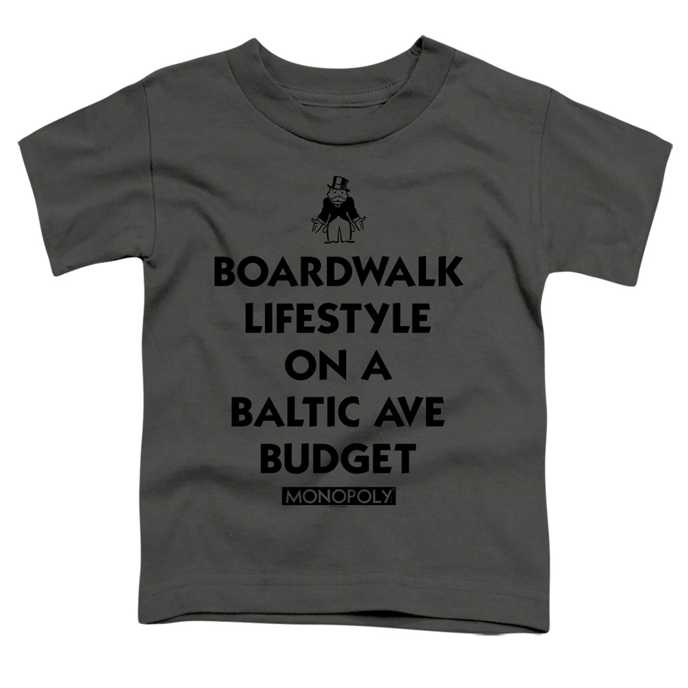 Monopoly & Lifestyle Vs Budget-Short Sleeve Toddler Tee, Charcoal - Medium 3T