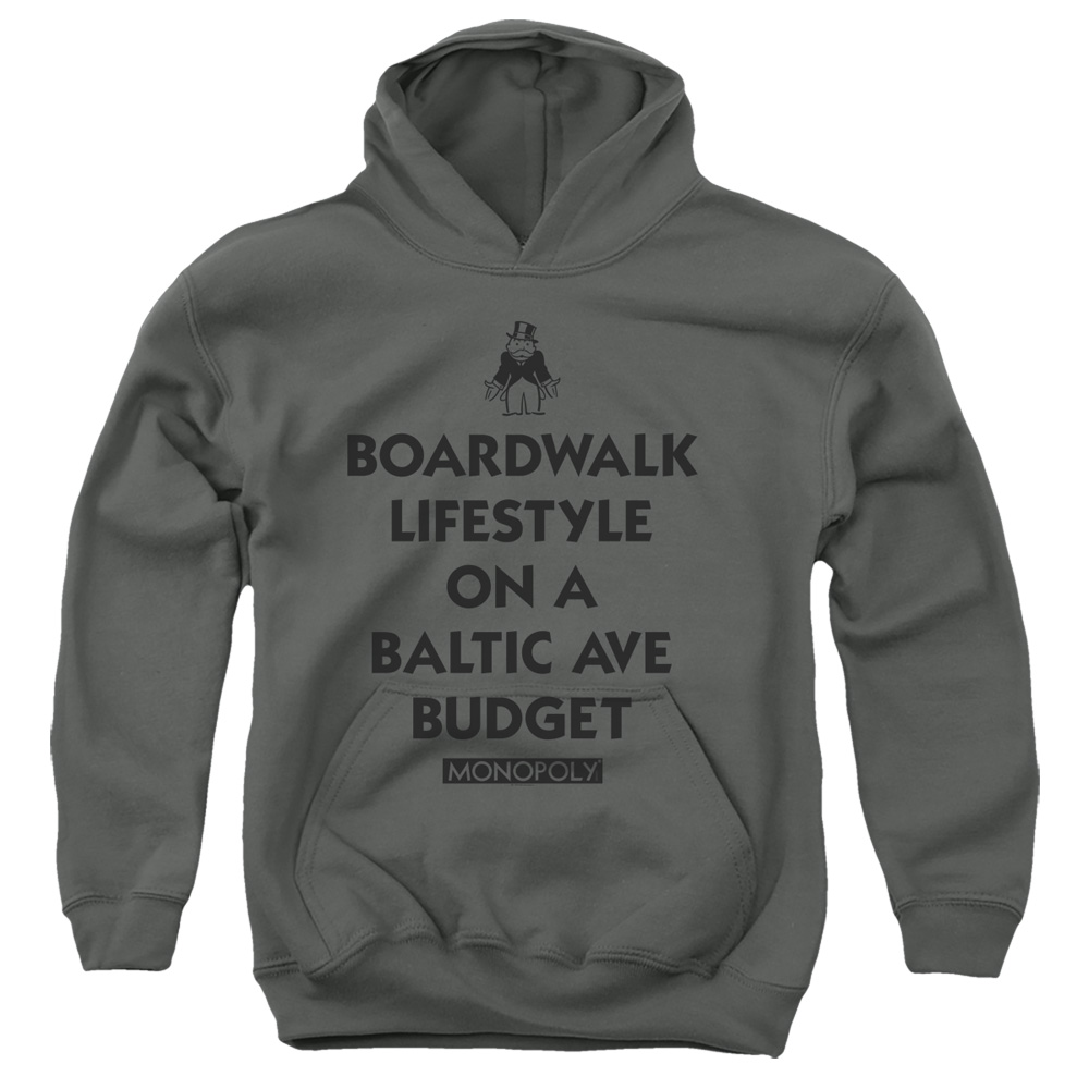 Monopoly & Lifestyle Vs Budget-Youth Pull-Over Hoodie, Charcoal - Medium