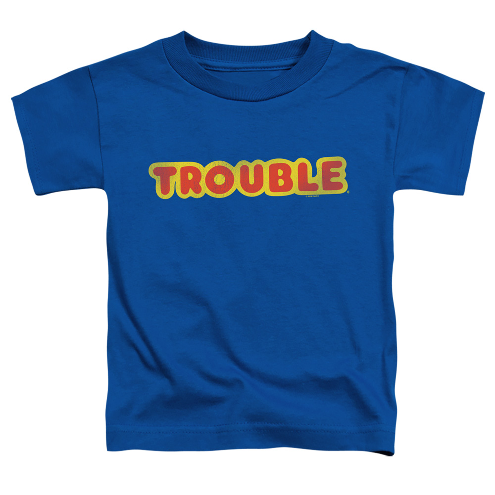 Trouble & Logo-Short Sleeve Toddler Tee, Royal Blue - Medium 3T