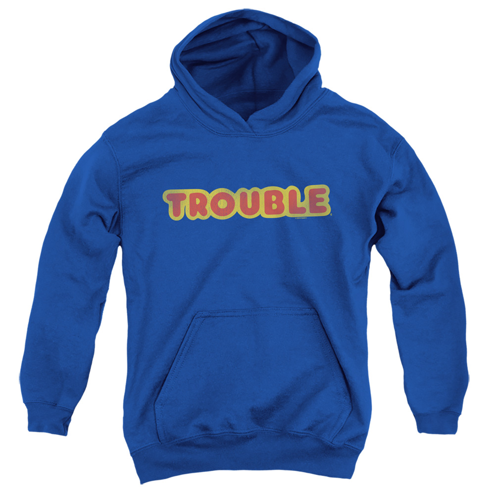 Trouble & Logo-Youth Pull-Over Hoodie, Royal Blue - Medium
