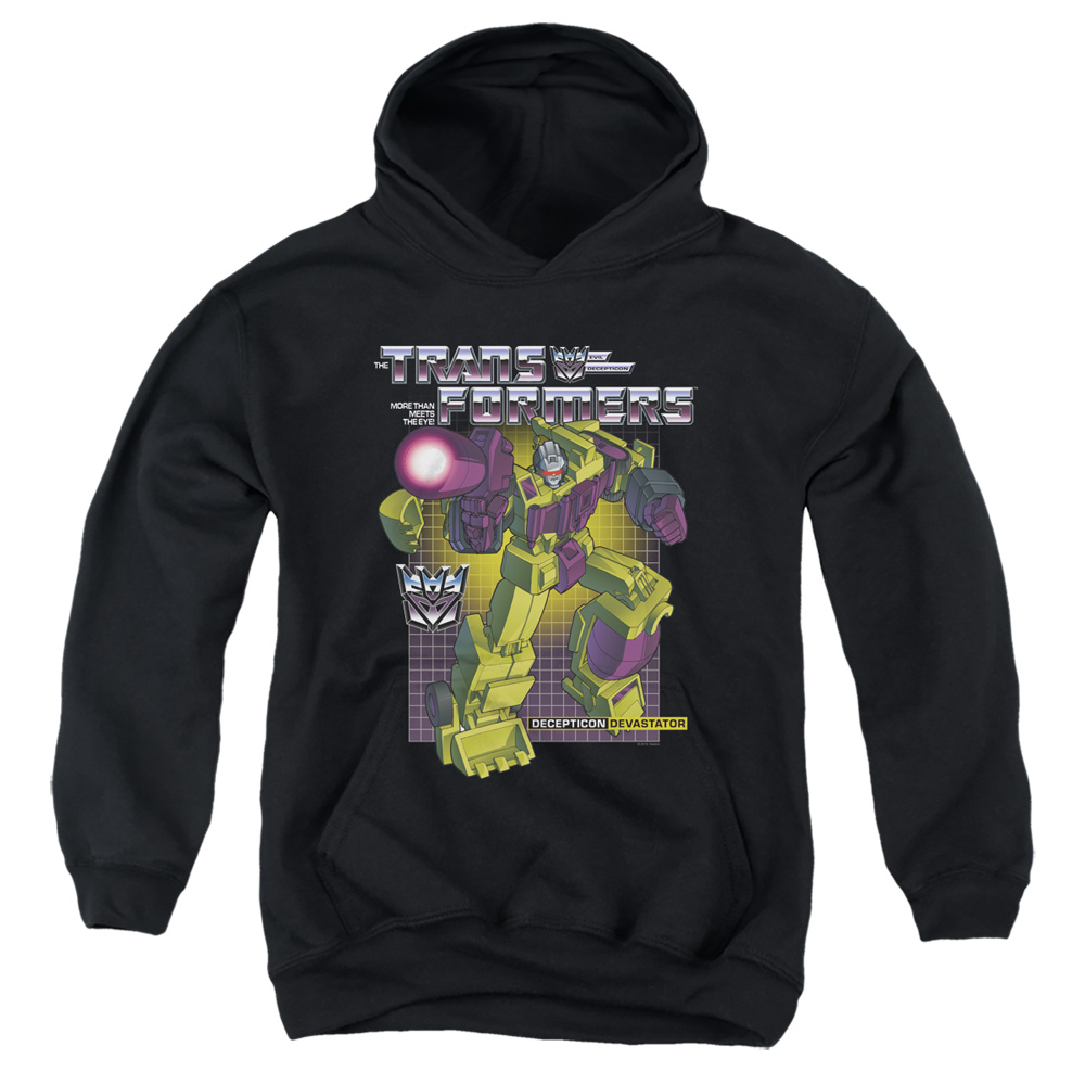 Transformers & Devastator-Youth Pull-Over Hoodie, Black - Medium