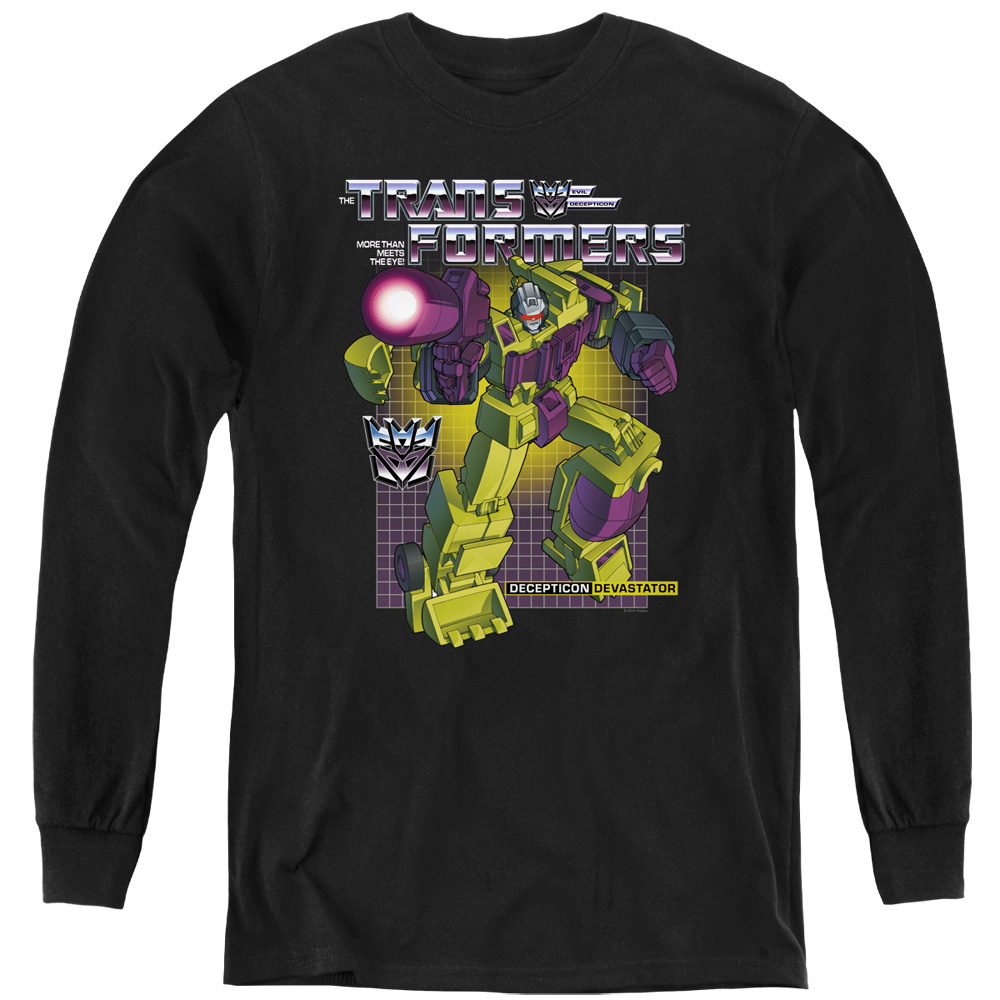 Transformers & Devastator-Youth Long Sleeve T-Shirt, Black - Extra Large