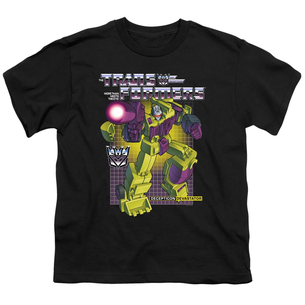 Transformers & Devastator-Short Sleeve Youth 18-1 T-Shirt, Black - Extra Large