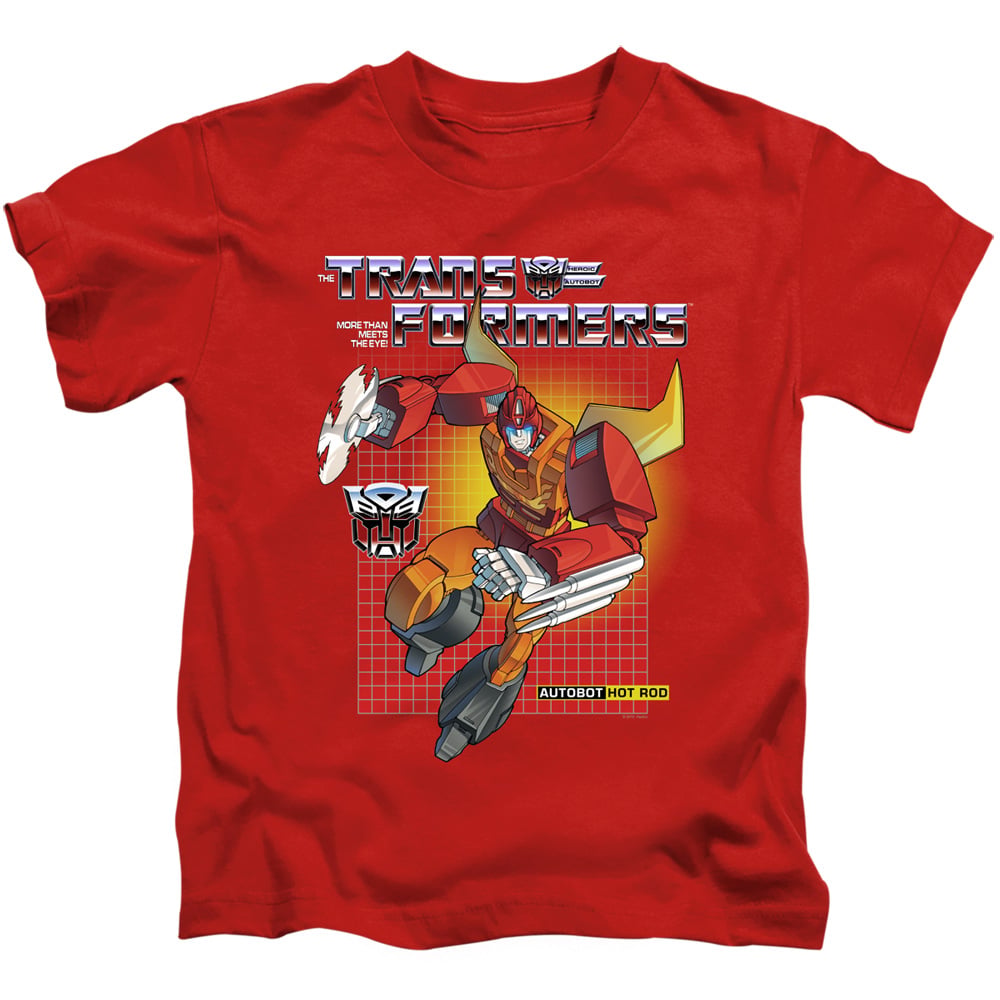 Transformers & Hot Rod-Short Sleeve Juvenile 18-1 T-Shirt, Red - Medium 5-6