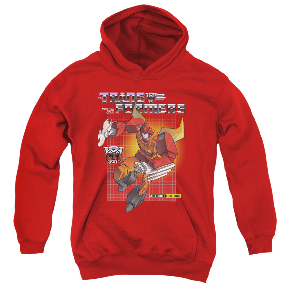 Transformers & Hot Rod-Youth Pull-Over Hoodie, Red - Small