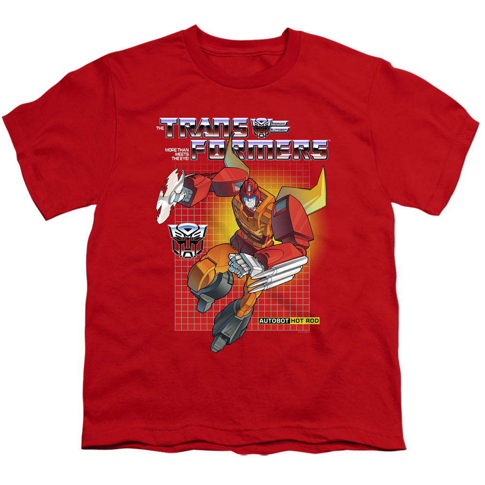 Transformers & Hot Rod-Short Sleeve Youth 18-1 T-Shirt, Red - Medium
