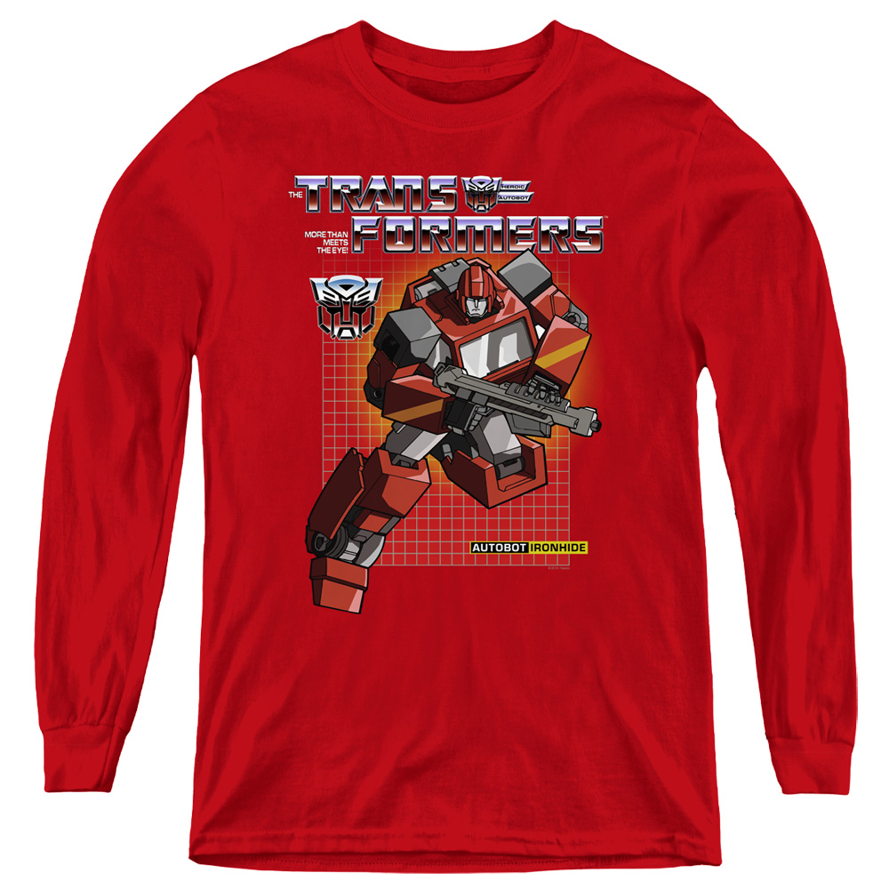 Transformers & Ironhide-Youth Long Sleeve T-Shirt, Red - Extra Large