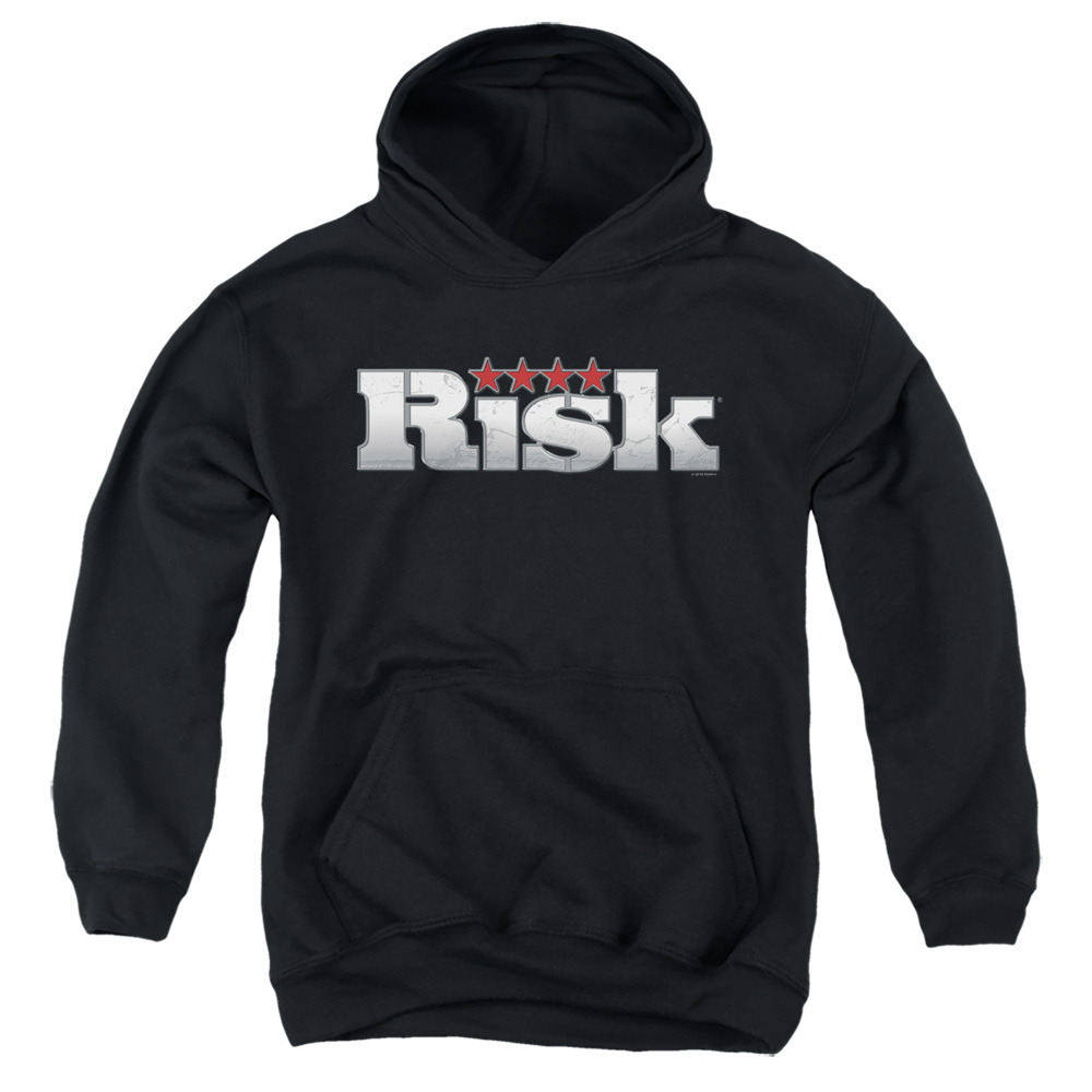 Risk & Logo-Youth Pull-Over Hoodie, Black - Large