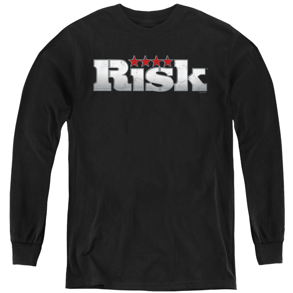 Risk & Logo-Youth Long Sleeve T-Shirt, Black - Small