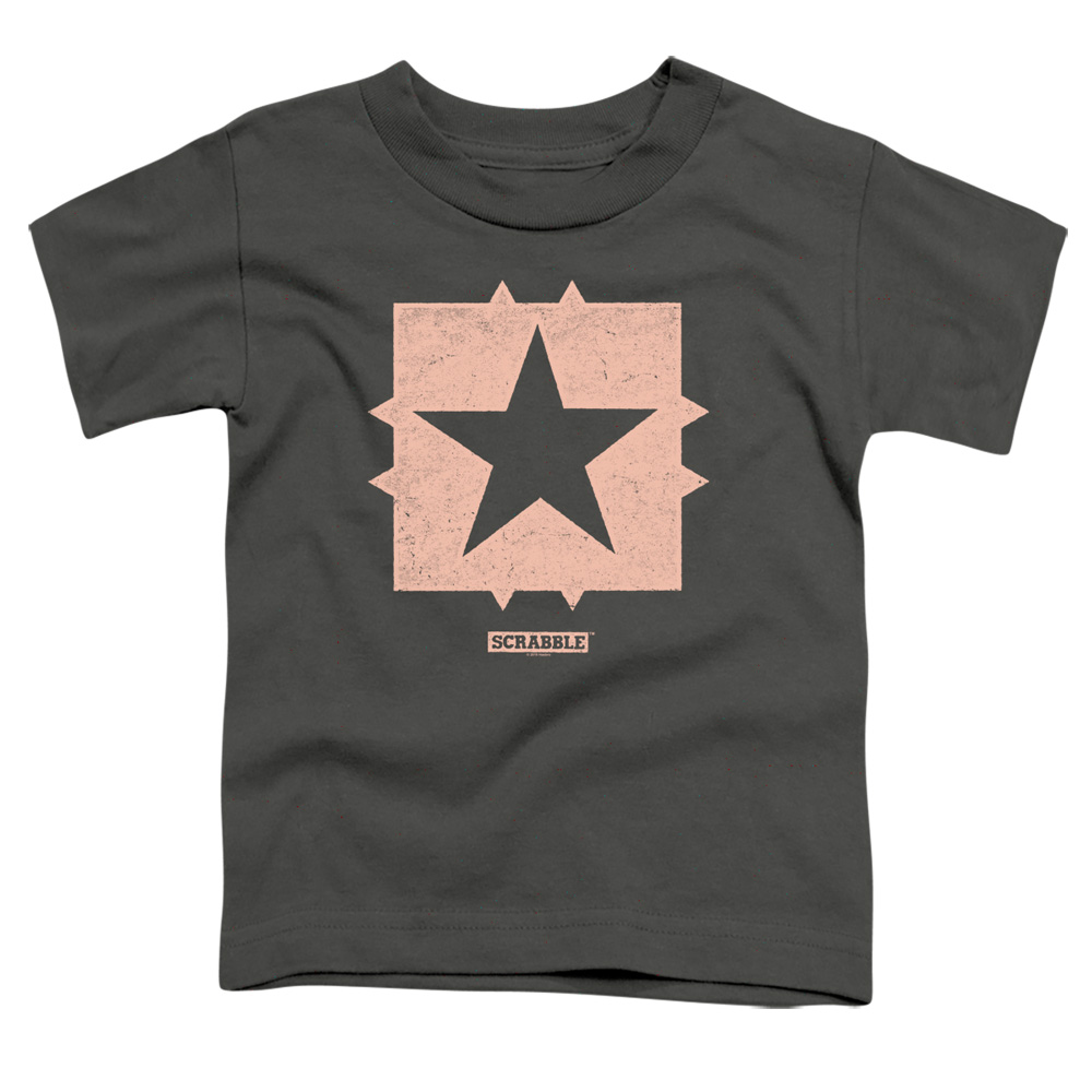 Scrabble & Free Space-Short Sleeve Toddler Tee, Charcoal - Small 2T