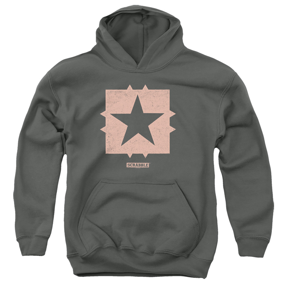 Scrabble & Free Space-Youth Pull-Over Hoodie, Charcoal - Medium