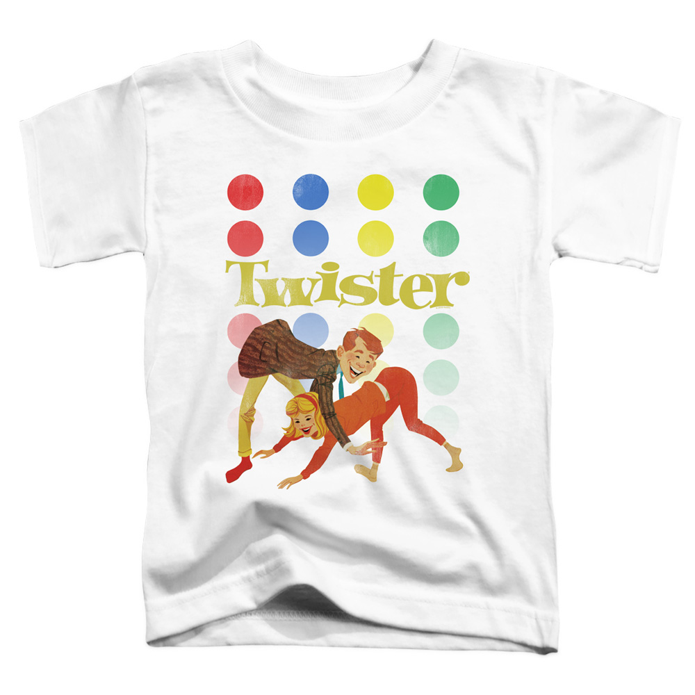 HBRO241-TT-3 Twister & Old School Twister-Short Sleeve Toddler Tee, White - Large 4T