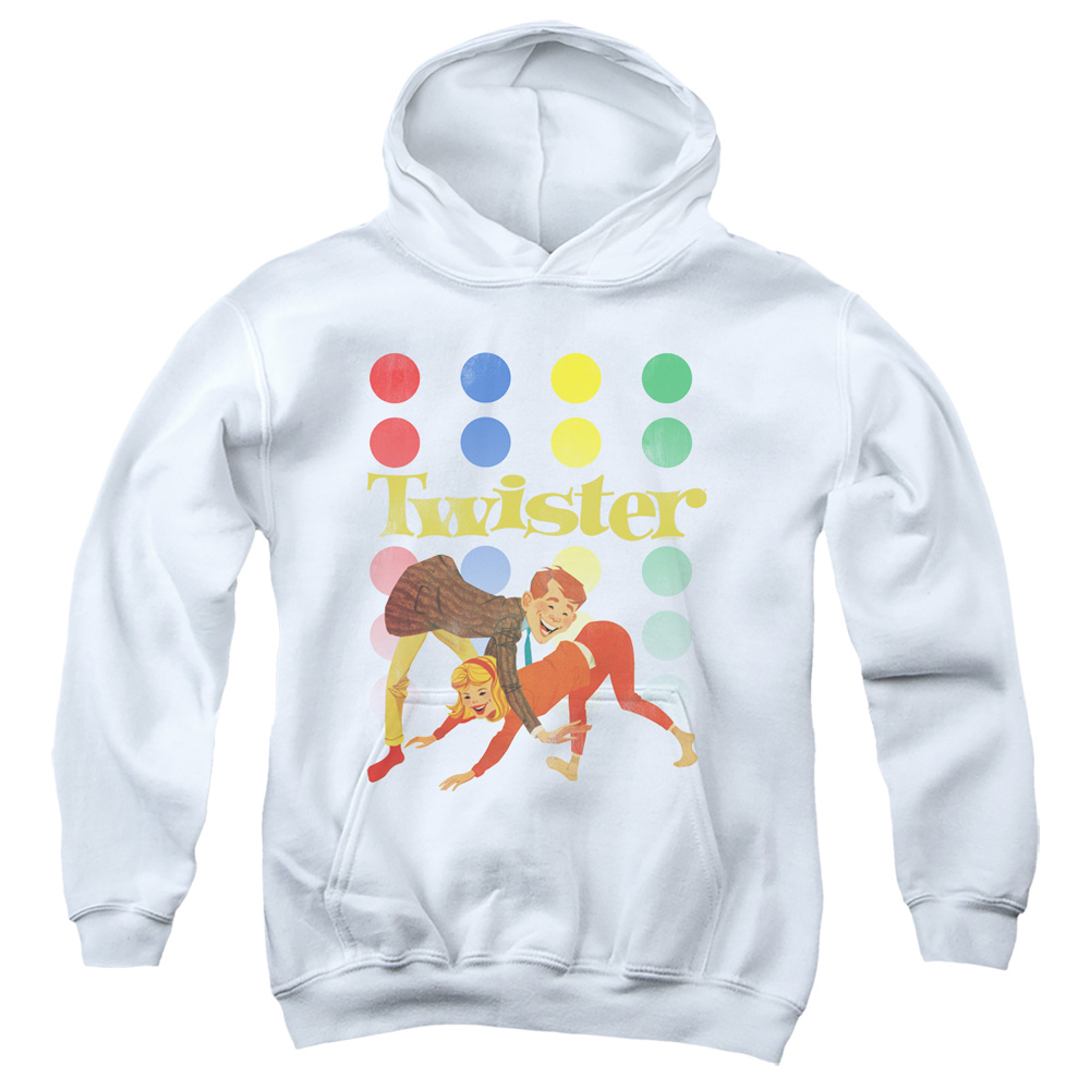 Twister & Old School Twister-Youth Pull-Over Hoodie, White - Medium