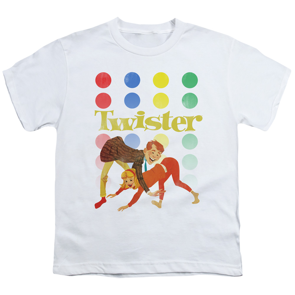 HBRO241-YT-3 Twister & Old School Twister-Short Sleeve Youth 18-1 T-Shirt, White - Large
