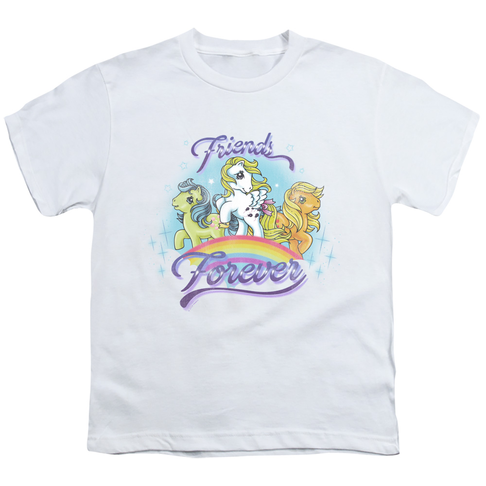 HBRO242-YT-1 My Little Pony Retro & Friends Forever-Short Sleeve Youth 18-1 T-Shirt, White - Small
