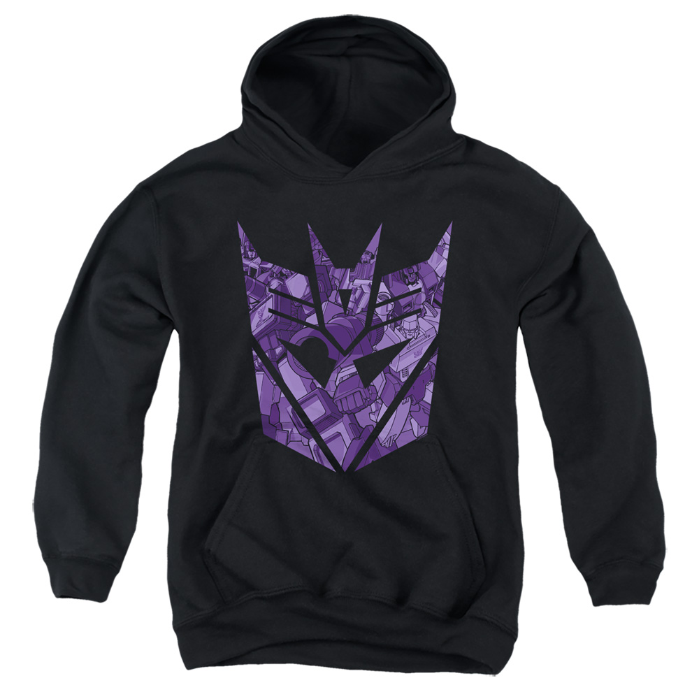 Transformers & Tonal Decepticon-Youth Pull-Over Hoodie, Black - Medium