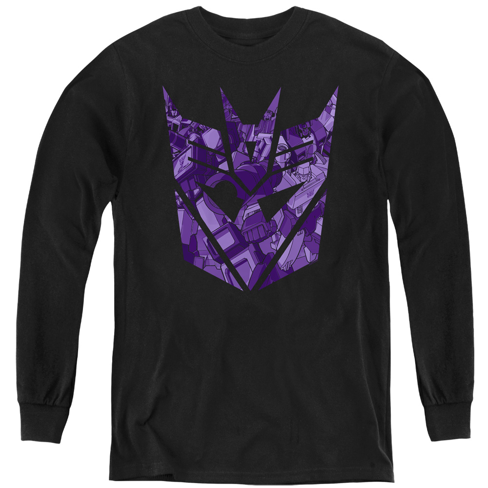 Transformers & Tonal Decepticon-Youth Long Sleeve T-Shirt, Black - Medium