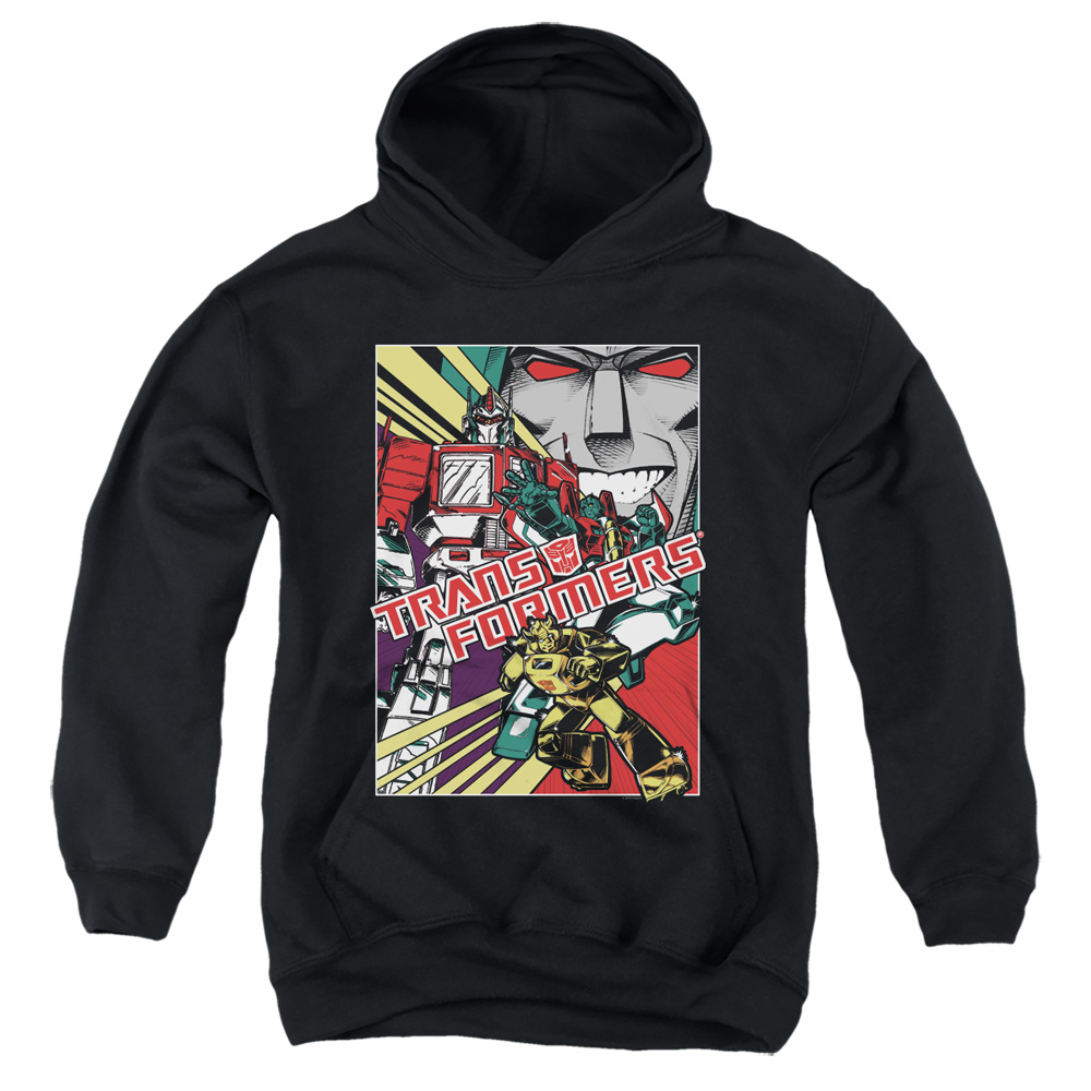 Transformers & Comic Poster-Youth Pull-Over Hoodie, Black - Small