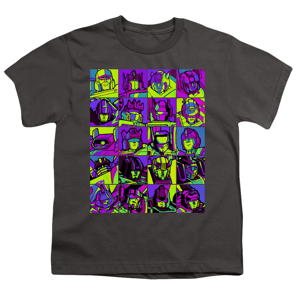 Transformers & Transformer Squares-Short Sleeve Youth 18-1 T-Shirt, Charcoal - Medium