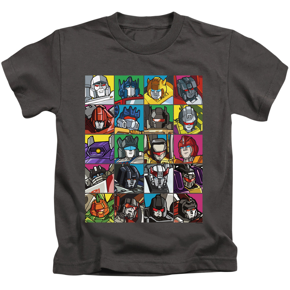 Transformers & Transformer Squares-Short Sleeve Juvenile 18-1 T-Shirt, Charcoal - Medium 5-6