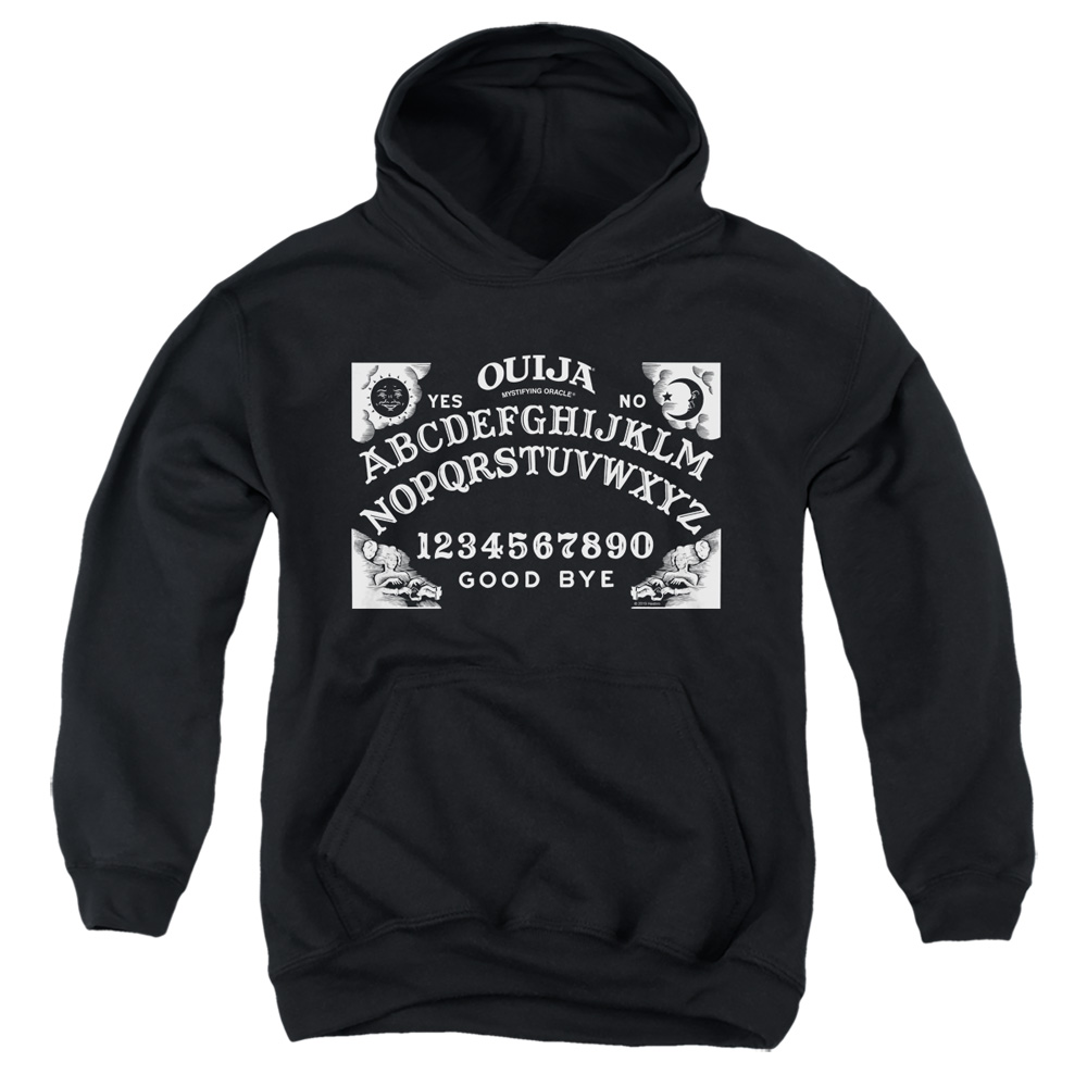 Ouija & Board on Black-Youth Pull-Over Hoodie, Black - Extra Large