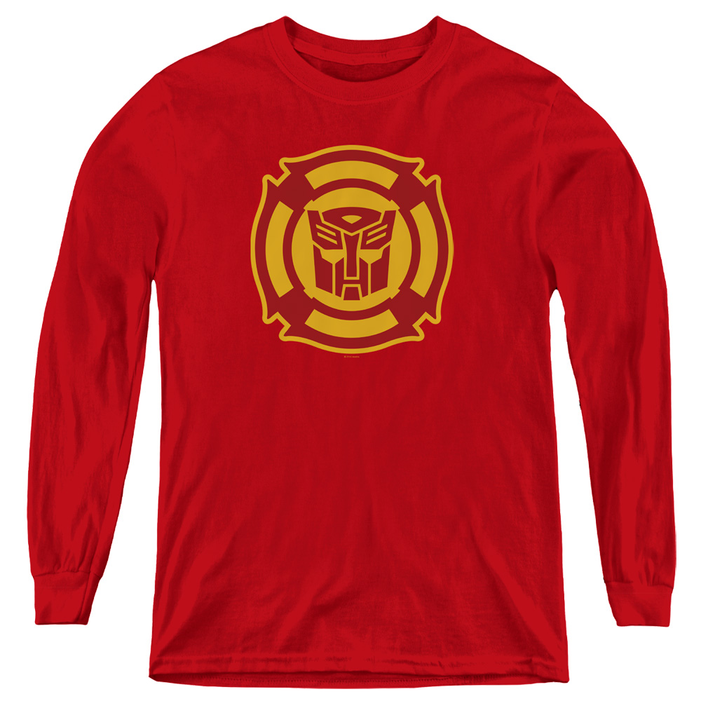 Transformers & Rescue Bots Logo-Youth Long Sleeve T-Shirt, Red - Small