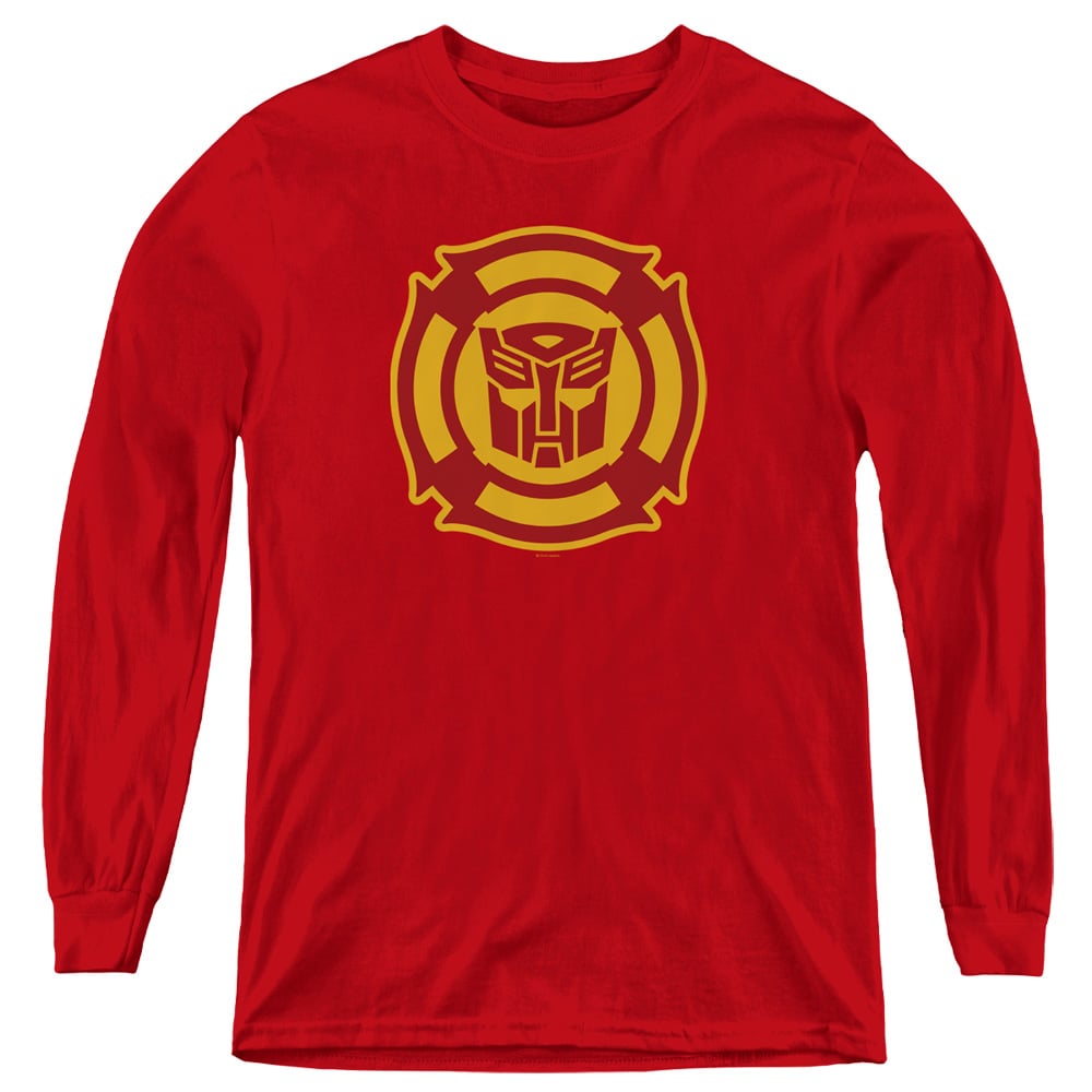 Transformers & Rescue Bots Logo-Youth Long Sleeve T-Shirt, Red - Large