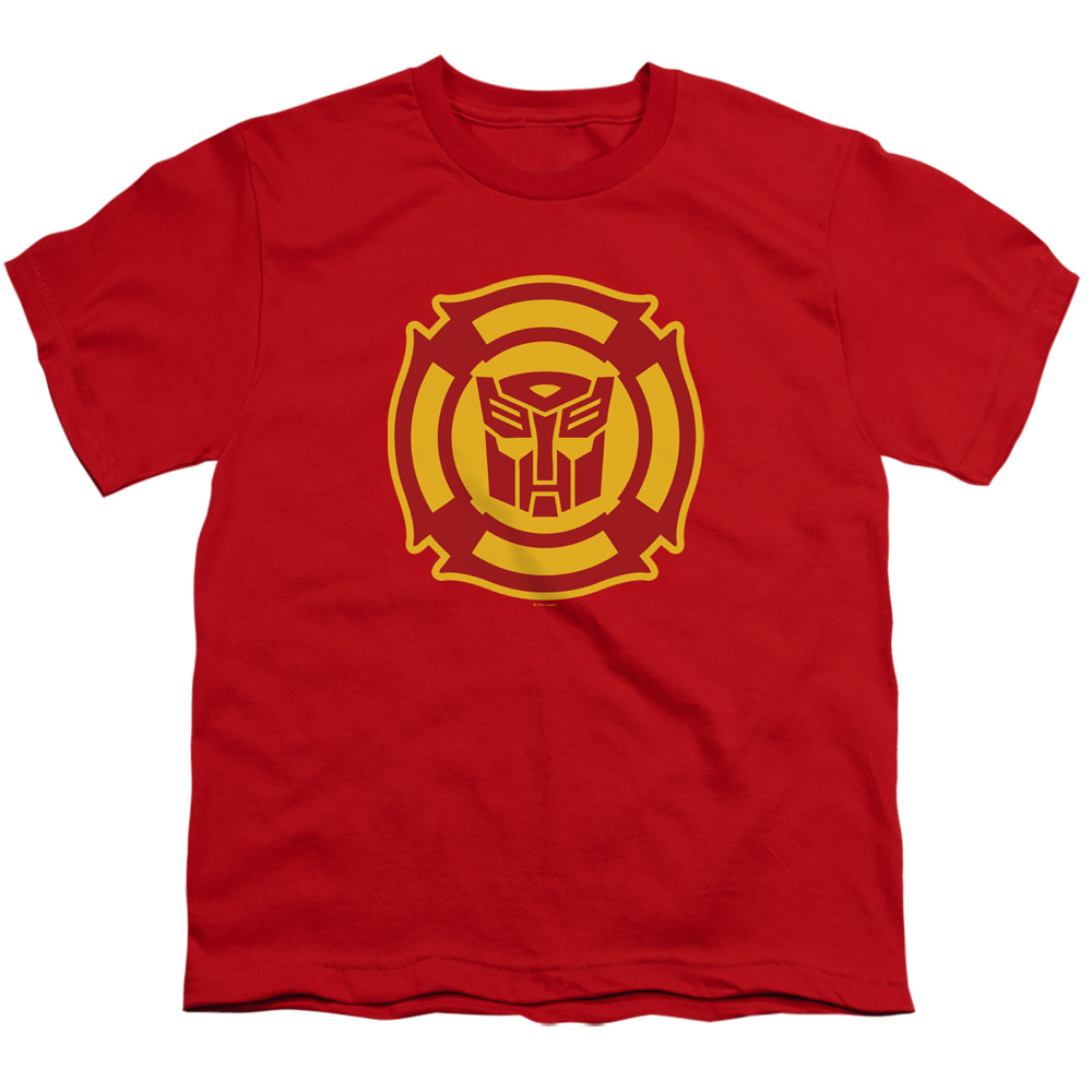 Transformers & Rescue Bots Logo-Short Sleeve Youth 18-1 T-Shirt, Red - Medium