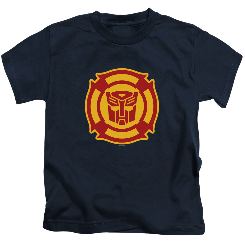 Transformers & Rescue Bots Logo-Short Sleeve Juvenile 18-1 T-Shirt, Navy - Medium 5-6