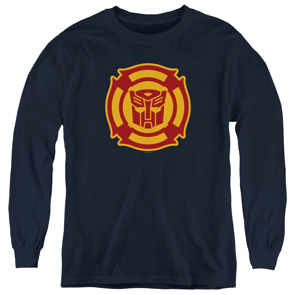 Transformers & Rescue Bots Logo-Youth Long Sleeve T-Shirt, Navy - Small