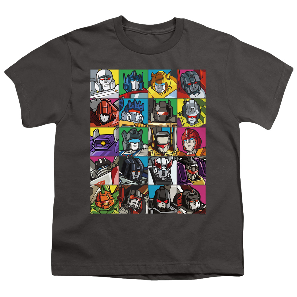 Transformers & Transformer Squares-Short Sleeve Youth 18-1 T-Shirt, Charcoal - Medium