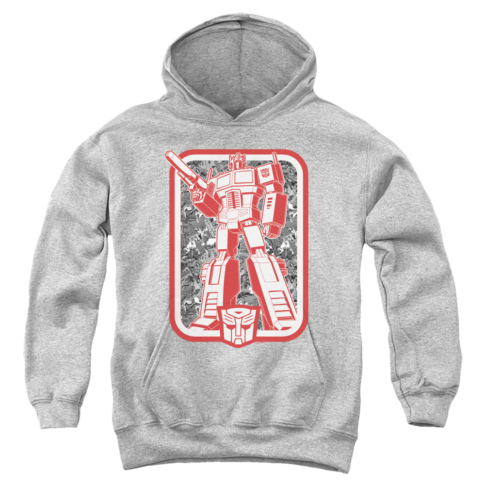 Transformers & Autobot-Youth Pull-Over Hoodie, Athletic Heather - Extra Large